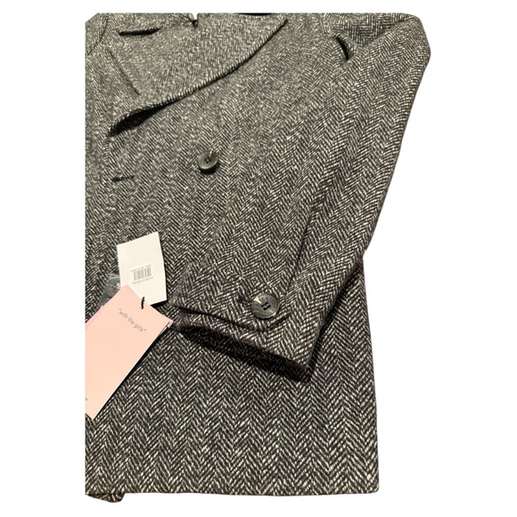 AVEC LES FILLES black chevron double breasted short peacoat Small S NEW NWT - Picture 4 of 7
